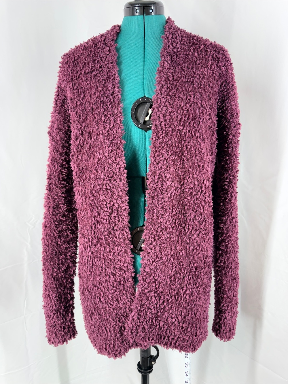 Hollister Plush Open-Front Cardigan in Deep Berry